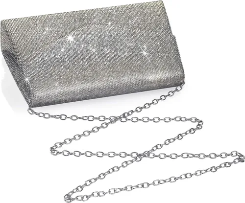 Vista 3 de GEGELE Bolsas de noche brillantes para mujer, bolso de mano con diamantes de imitación para fiesta, graduación, boda