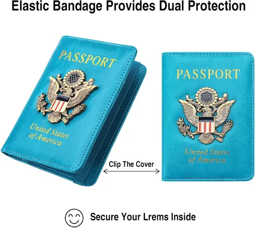 Vista 5 de Tarjetero para pasaporte, Azul-cielo, Bloqueo RFID