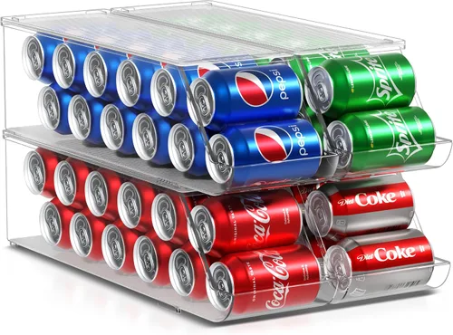 Vista 8 de Sorbus Organizador de latas de soda para refrigerador, dispensador de latas apilable con tapa para refrigerador, despensa, congelador, capacidad
