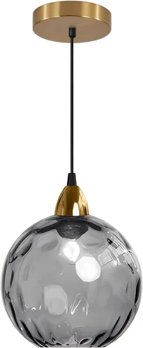 Vista 10 de BOKT Moderna Lámpara Colgante de Vidrio Azul Accesorio de Luz Latón Cepillado Dorado Globo Iluminación Colgante 1 Luz Bola Grande Redonda Lámpara