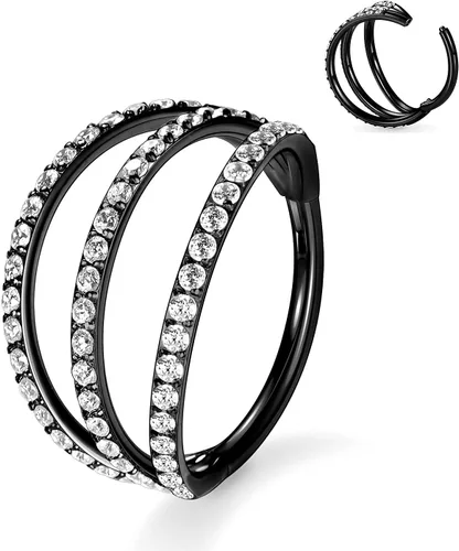 Vista 50 de Anillo Clicker de Acero Quirúrgico 316L para Tabique Nasal, Aro para Nariz, Aro Durmiente, Pendiente de Aro, Hélix, Rook, Conch, Cartílago, Daith