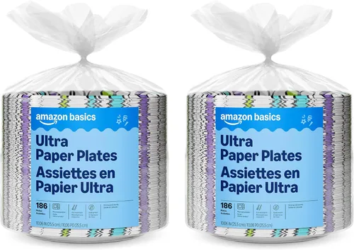 Vista 10 de Amazon Basics Ultra - Platos de papel, 8.62 pulgadas, desechables, 64