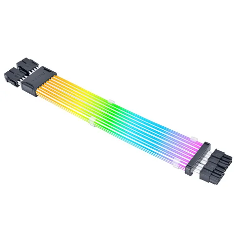 Vista 12 de Lian Li Strimer Wireless 24 Pin con controlador (PW24-1W-T) - Cable de extensión de alimentación RGB direccionable - Control inalámbrico de 2.4 GHz