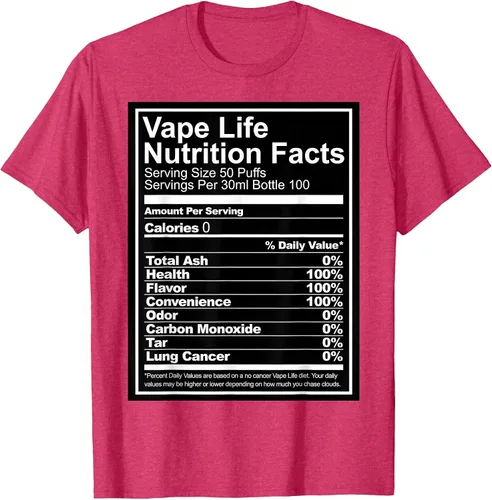 Vista 8 de Información nutricional de Vape Life - Camiseta Vaping - Camiseta Vaper Tee