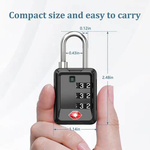 Vista 6 de Joyway Cerraduras de equipaje aprobadas por la TSA, cerradura de viaje con cuerpo de aleación de zinc, alerta abierta, diales de fácil lectura