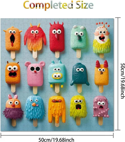 Vista 4 de Rompecabezas de 500 piezas para adultos, adolescentes y niños, regalo feliz para la familia, paletas coloridas (paletas de monstruo)