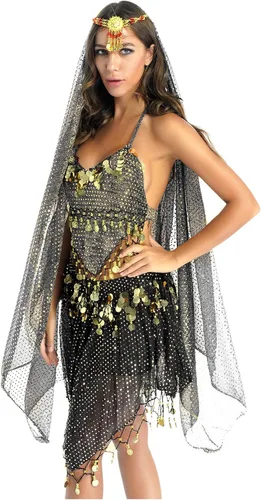 Vista 3 de Traje de baile indio para mujer, traje de baile del vientre, traje de disfraz de carnaval de Halloween
