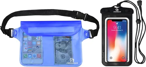 Vista 18 de Freegrace Juego de bolsas impermeables con correa para la cintura/funda para mantener tu teléfono y objetos de valor secos y seguros. Bolsas secas