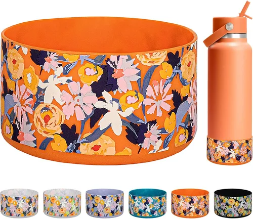 Vista 46 de HEYSKAY Bota protectora de silicona para botella de agua Hydro Flask, botella de agua de boca ancha, protector inferior de silicona antideslizante