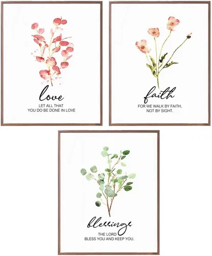 Vista 4 de Arte de pared moderno con versículo bíblico, estampado botánico de hojas de eucalipto, decoración del hogar, decoración de habitación de eucalipto