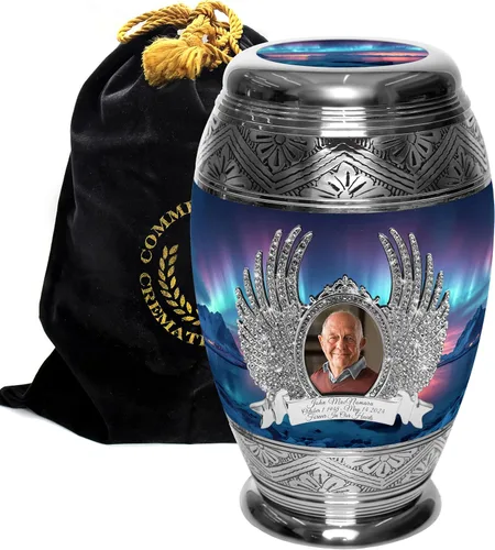 Vista 16 de Commemorative Cremation Urns Urnas de cremación personalizadas decorativas hechas a mano para mujeres (aurora boreal extragrandes)