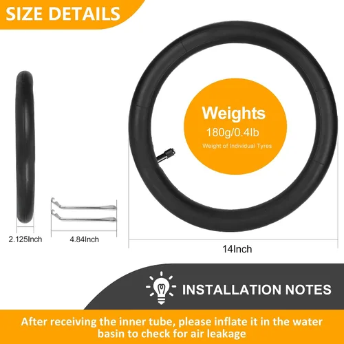 Vista 2 de 2 Pack Fat Tire Bike Inner Tubes, 20/24/26 x 4.0/3.0 Heavy Duty Tube
