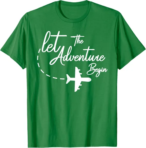 Vista 58 de Let The Adventure Begin - Camiseta inspiradora en modo de viaje en avión, Negro, S