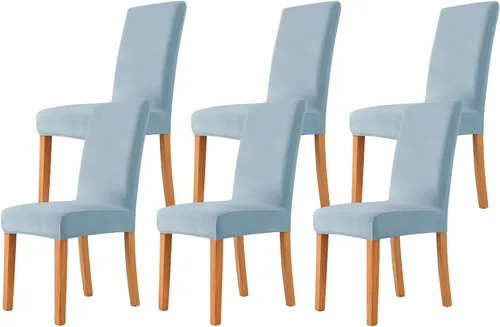 Vista 44 de Velvet Chair Covers Beige Gray, Stretch Dining Room Chair Covers 2 Pack, Super Fit Dining Chairs Slipcovers Spandex Washable Kitchen Parson Chair