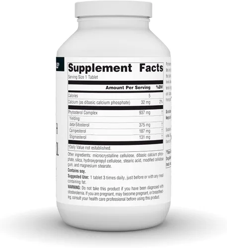 Vista 2 de Source Naturals Mega Strength Beta Sitosterol, de origen vegetal, 375 mg - 240 tabletas