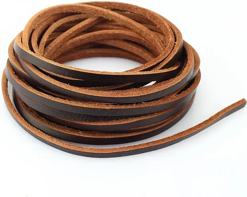 Vista 15 de (TM) Cordón de cuero genuino plano de 3 mm para trenzado, negro (5 yardas)