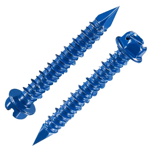 Vista 14 de Wensilon (30 piezas) 1/4 "* 1-1/4" cabeza hexagonal ranurada anclaje tornillo de hormigón cabeza hexagonal azul, utilizado para anclar mampostería