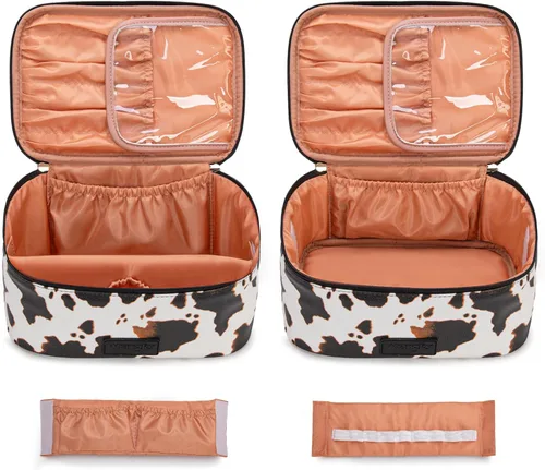 Vista 4 de Wrangler - Bolsa de maquillaje de viaje, 2 piezas, bolsa de cosméticos con Vaca café