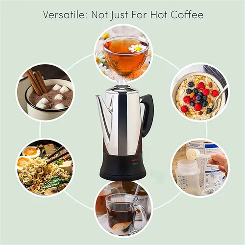 Vista 3 de SOTECH - Cafetera eléctrica de acero inoxidable con mango de tacto frío, perilla de vidrio transparente de progreso de preparación, función