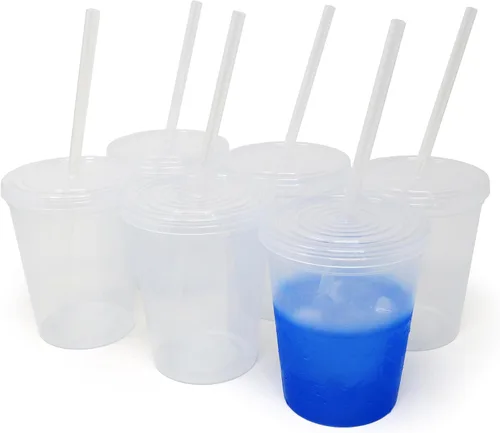 Vista 12 de Rolling Sands - Vasos de plástico reutilizables de 16 onzas con tapas, 6 unidades, hechos en EE. UU.; vasos y tapas de plástico, incluye 6 pajitas