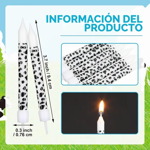 Vista 3 de 12 velas de cumpleaños con temática de vaca, decoración de pastel para decoración de fiesta de vaca, ducha, cumpleaños, temática de animales