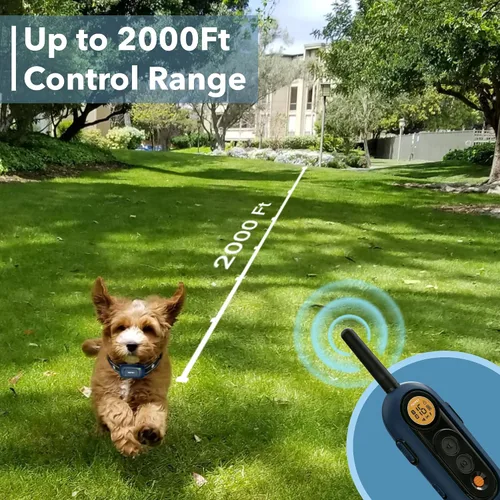 Vista 4 de PATPET Collar de entrenamiento para perros con control remoto, collar de choque impermeable IPX7 de 2000 pies, 4 modos