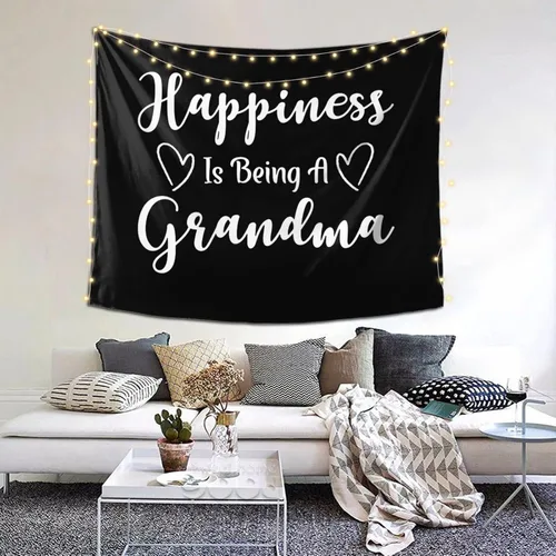 Vista 7 de Felicidad es ser una abuela tapices para colgar en la pared, decoración del hogar, decoración de dormitorio, decoración de fiesta, 60 x 51 pulgadas