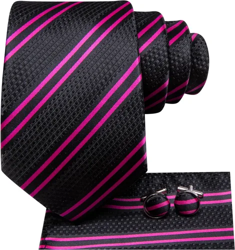 Vista 116 de Hi-Tie Corbata clásica de cachemira para hombre con pañuelo y gemelos a cuadros