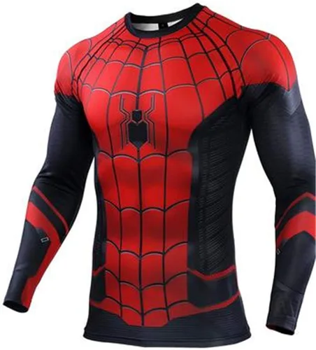 Vista 3 de HIMIC E77C - Camiseta deportiva, elástica, ajustada, de secado rápido, diseño de superhéroe en 3D, para cosplay