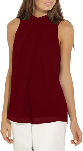 Vista 4 de Blusa de verano para mujer, sin mangas, plisada, informal, para trabajo