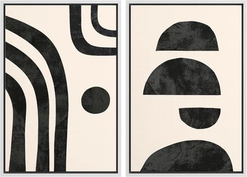 Vista 100 de SIGNWIN Lienzo enmarcado para pared, ilustraciones abstractas texturizadas en tonos beige terrosos, arte moderno, decorativo, contemporáneo
