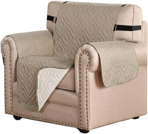 Vista 68 de H.VERSAILTEX Funda reversible para silla, protector de muebles antideslizante, resistente al agua, con correas elásticas de 2 pulgadas
