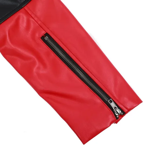 Vista 2 de Bioworld Chaqueta Moto Harley Quinn de piel sintética, Rojo