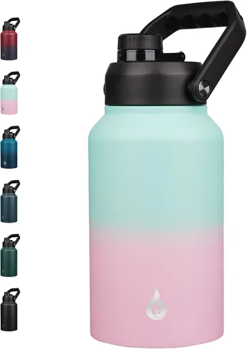 Vista 47 de BJPKPK Botella de agua aislada de un galón (128 onzas), de acero inoxidable, apta para lavavajillas, jarra sin BPA con mango ergonómico y parte