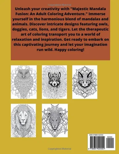 Vista 2 de Majestic Mandala Fusion An Adult Coloring Adventure of 100 Unique Designs - Volume 1