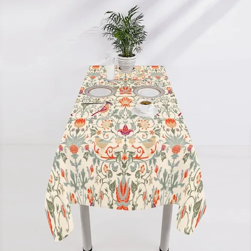 Vista 82 de Mantel Floral Retro de Pájaros, Diseño Original Bohemio William Morris Estampado Cubierta de Mesa para Hogar Picnic Fiesta Comedor Cocina William