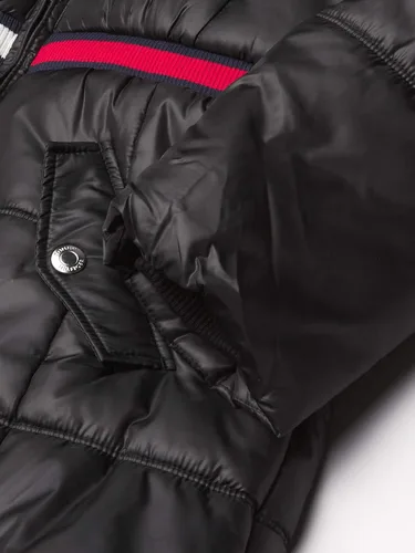 Vista 4 de Tommy Hilfiger Chaqueta acolchada pesada de longitud larga para niña con forro polar y capucha de piel sintética
