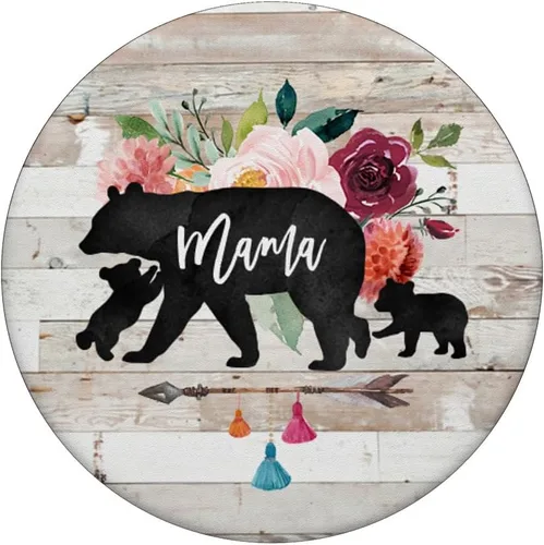 Vista 3 de Mama Bear Two Baby Cub Twins Rustic Barn Wood Boho Arrow - PopSockets Grip and Stand for Phones and Tablets, Negro