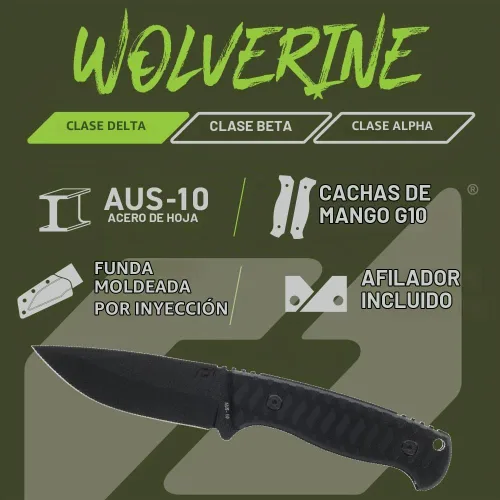 Vista 2 de Schrade Delta Class Wolverine - Cuchilla fija con acero inoxidable de alto carbono de 65Mn para supervivencia al aire libre