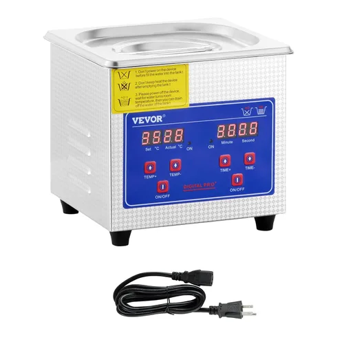 Vista 9 de VEVOR Limpiador ultrasónico 1.3L Limpiador ultrasónico profesional con temporizador digital 40kHz Excelente máquina de limpieza ultrasónica 110V