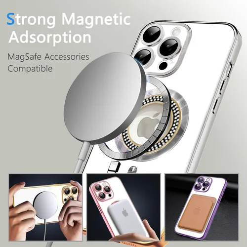 Vista 136 de Misscase Funda magnética con purpurina para iPhone 11 compatible con MagSafe, protección completa, delgada, a prueba de golpes, antiarañazos