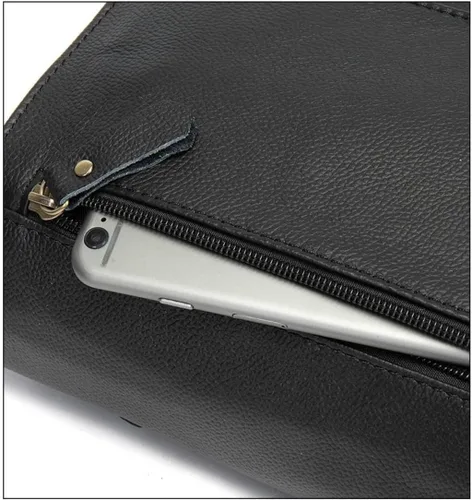 Vista 3 de Bolso bandolera pequeño de cuero genuino para hombre, bolso cruzado vintage para trabajo, negocios y viajes