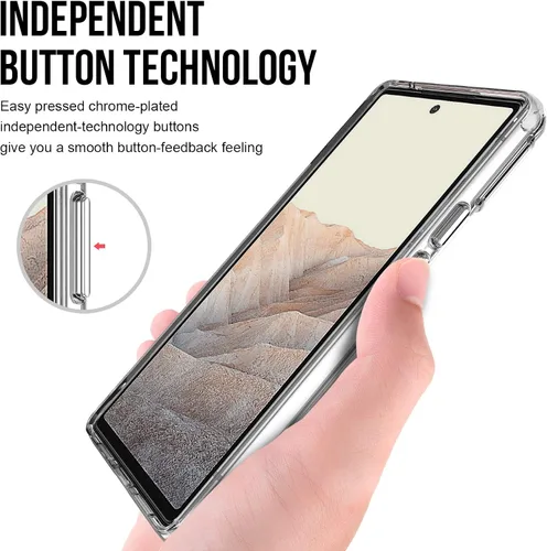 Vista 5 de Funda para Google Pixel 6a: cubierta de teléfono a prueba de golpes de grado militar con protector de pantalla de vidrio templado, antiarañazos