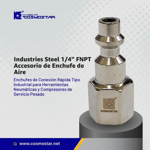 Vista 2 de COSMOSTAR Industries - Enchufe de aire MNPT de acero de 1/4 pulgadas, enchufe de 1/4 de pulgada y conector NPT de 1/4 pulgadas con sellador