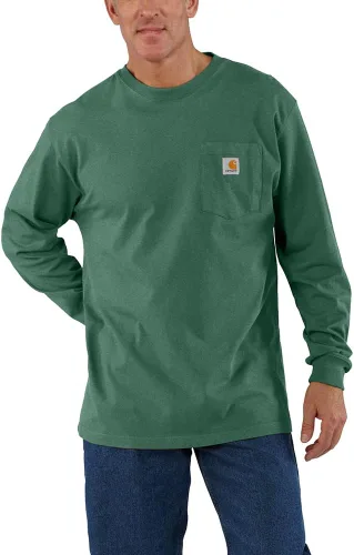 Vista 8 de Carhartt Camiseta de trabajo de manga larga con bolsillo para hombre Negro