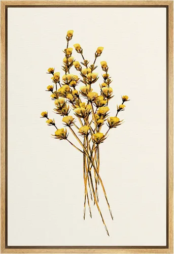 Vista 37 de NWT Juego de impresiones enmarcadas para pared, ramo de flores amarillas, capullos de flores amarillas, ilustraciones de plantas florales, arte
