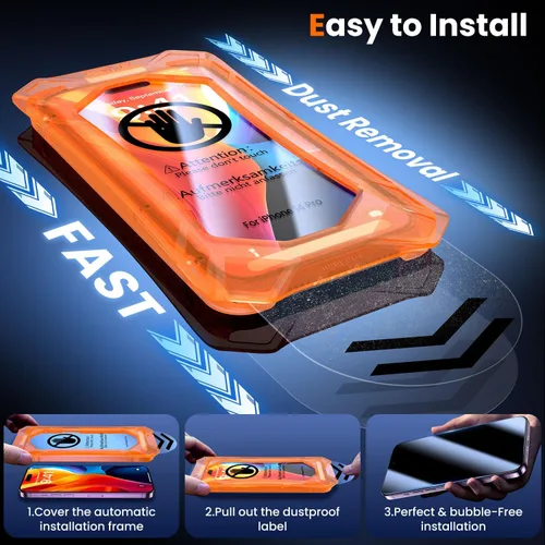 Vista 2 de UniqueMe Protector de pantalla para iPhone 14 Pro – [Grado militar inastillable y dureza 9H+] Protector de pantalla 14 Pro vidrio templado