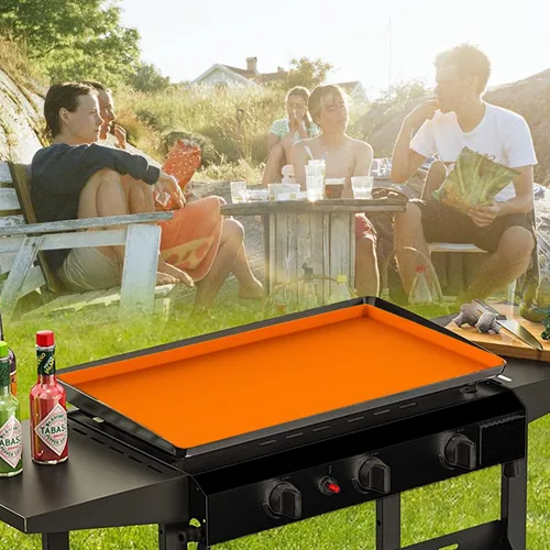 Vista 6 de Cubierta protectora de silicona de 17" para plancha Blackstone, alfombrilla de plancha de silicona resistente de grado alimenticio, protege