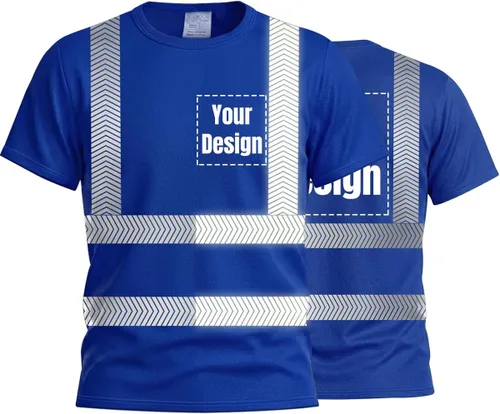 Vista 17 de Camiseta Hi Vis con tira reflectante de alta visibilidad, camisetas de seguridad personalizadas para tu logotipo, camisas de trabajo al aire libre