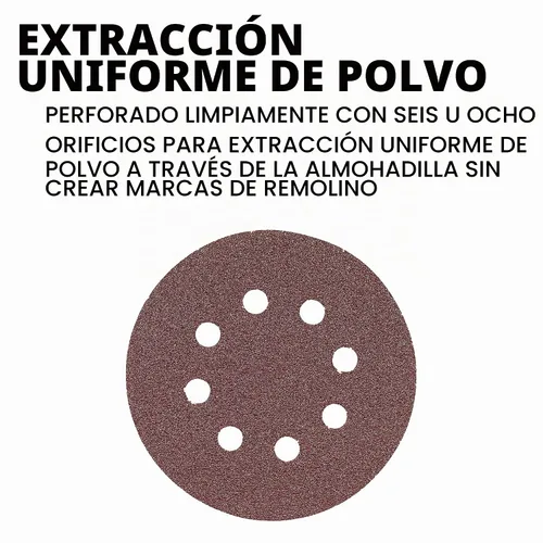 Vista 6 de BOSCH SR5R000 - Discos de lijado de gancho y bucle de 6 piezas de 5 pulgadas y 8 agujeros